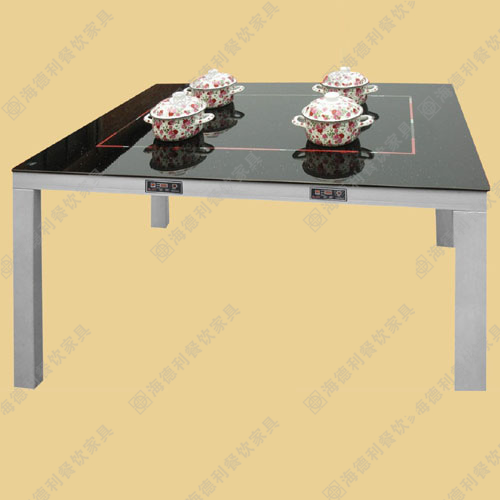 欧式豪华钢化玻璃火锅桌 隐形电磁炉钢化玻璃火锅桌 精品