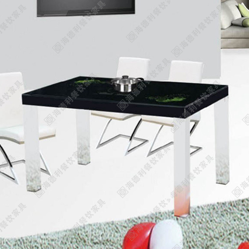 钢化玻璃火锅餐桌 烤漆餐台 配套餐桌椅 现代简约餐桌 特价