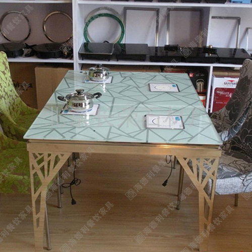 钢化玻璃火锅桌椅组合长方形现代简约小户型餐桌特价定做