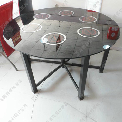 圆形玻璃火锅桌 小肥羊火锅桌批发 深圳福田火锅桌子厂家定做