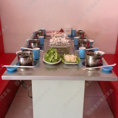 厂家直销不锈钢电磁炉不锈钢火锅桌 烧烤店烤肉店火锅桌椅