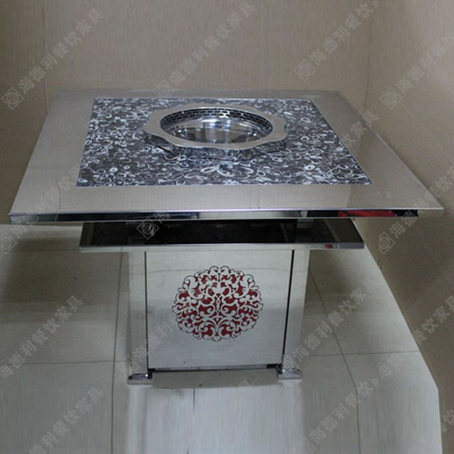 大理石不锈钢火锅桌 酒店燃气火锅桌 小肥羊火锅店餐桌