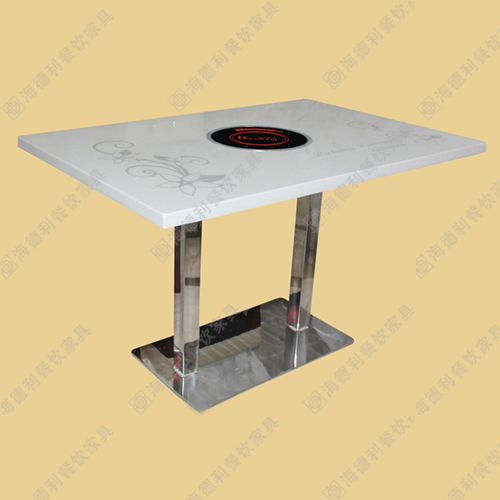 电磁炉自助火锅桌煤气大理石火锅餐桌长方形餐桌椅子组合