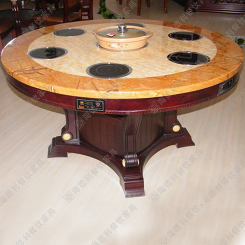 电磁炉大理石火锅桌电磁炉火锅店专用桌时尚简约家用餐桌