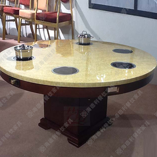 火锅桌大理石餐桌定做 电磁炉火锅桌 6