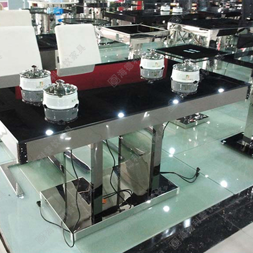 电磁炉火锅桌大理石火锅桌不锈钢脚火锅