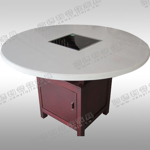 圆形多位防火板火锅桌 简约型白色防火板火锅桌
