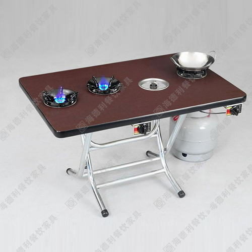 百年老妈火锅店桌子 复古燃气电磁炉火锅桌可定做尺寸厂家直销