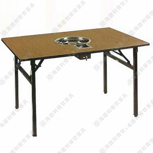 实木火锅桌椅 电磁炉煤燃气灶火锅桌子 千味涮火锅店餐台桌椅组合