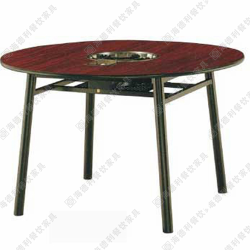 厂家直销 圆形火锅台 电磁炉火锅桌椅 防火板火锅桌