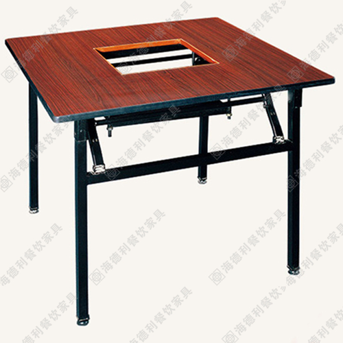 实木火锅桌椅组合燃气电磁炉麻辣烫桌碳化正方形煤气火锅桌子