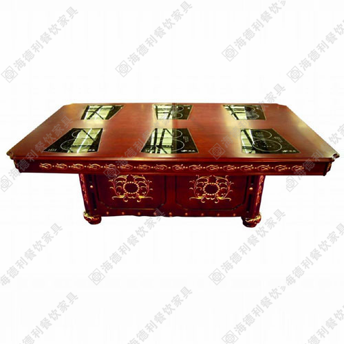 碳化实木餐桌 火锅桌 电磁炉火锅方桌 煤气火锅桌