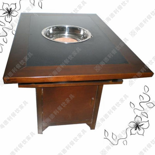 碳化木桌椅 火烧木餐桌 实木火锅桌 石锅鱼桌子