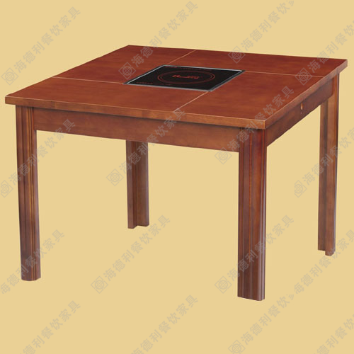 实木橡木中式手动餐台 实木电动火锅餐桌圆火锅桌椅厂家直销