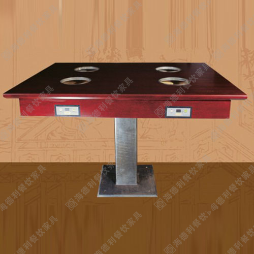 重庆四姐老火锅 加盟店整店输出 火锅店专用优质实木嵌入式火锅桌