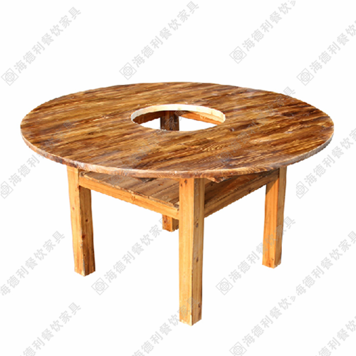 实木火锅桌椅 电磁炉煤燃气灶火锅桌子 火锅店餐台桌椅组合