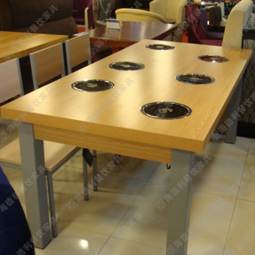 实木火锅桌椅组合 火锅店餐桌批发定做 煤气灶电磁炉实木火锅桌