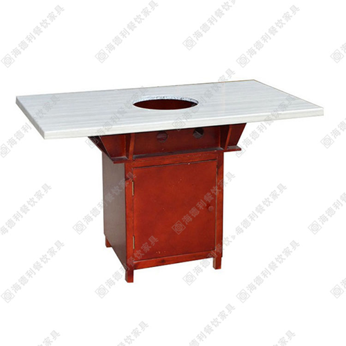 大理石火锅桌椅组合 火锅店餐桌批发定做 电磁炉实木火锅桌子批发