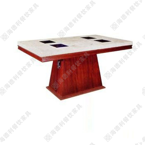 大理石火锅桌 实木底架厂家定制 电磁炉餐桌批发