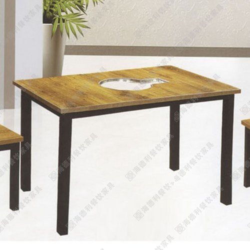 实木火锅桌 碳化木火锅桌椅组合 餐厅酒店专用 可定制