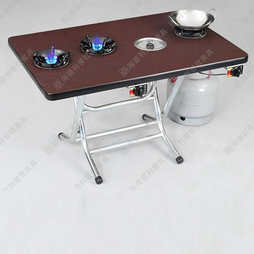 碳化火烧木餐桌椅 实木火锅桌椅 可折叠长条方形火锅桌