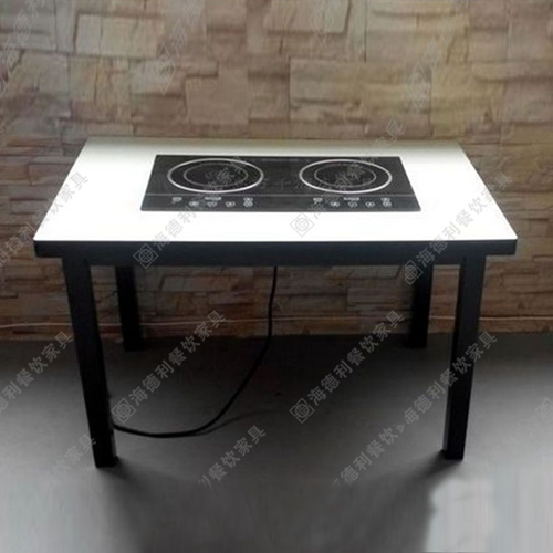 厂家直销火锅桌 人造大理石餐桌实木火锅餐桌椅