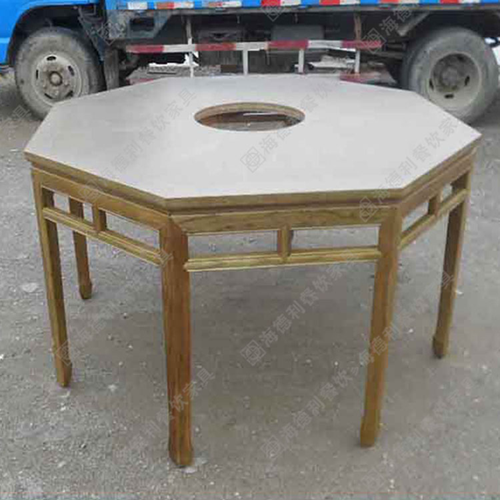 火锅桌子 实木电磁炉火锅桌 美式乡村火锅餐桌 复古做旧实木火锅桌 深圳厂