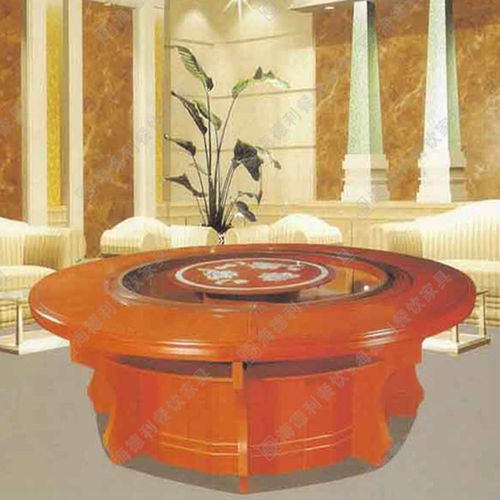 实木火锅桌 电动旋转火锅桌 无烟火锅桌 仿古实木火锅桌 实木火锅圆桌 2