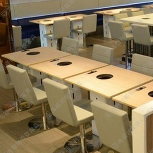 全实木火锅桌 实木火锅桌椅 火锅店餐桌椅组合