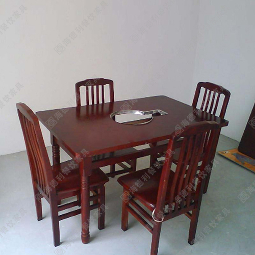 实木电磁炉火锅餐桌 火锅店实木桌椅 电磁炉餐桌椅