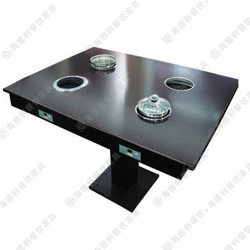 火锅店桌椅 实木火锅台 防火板火锅餐桌 不锈钢火锅餐桌