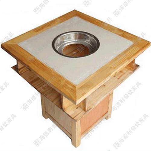 火锅店烧烤一体实木餐桌 涮烤一体实木餐桌 火锅实木餐桌