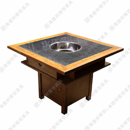 实木火锅桌 电磁炉橡木火锅桌 碳化木火锅桌