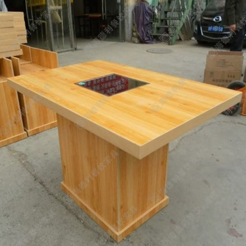 实木火锅桌椅 火锅餐桌组合批发 煤气灶