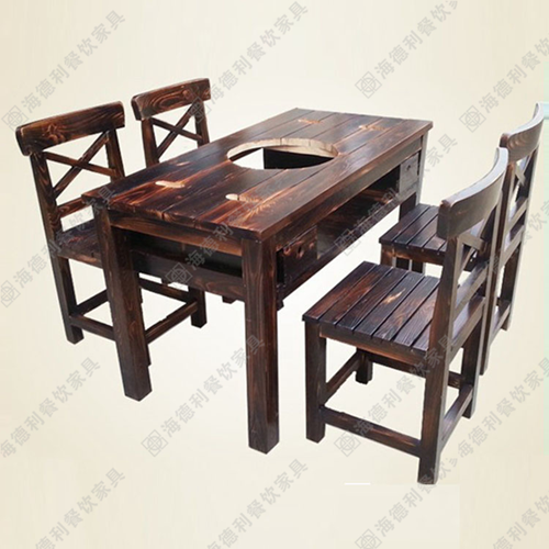 炭烧木火锅桌椅组合 火锅店餐桌批发定