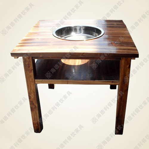 实木火锅桌椅 火锅餐桌组合批发 煤气灶