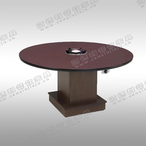 实木火锅店圆形火锅桌 高档火锅餐厅圆形防火板火锅桌