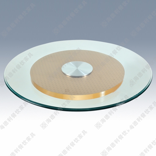 火锅桌钢化玻璃转盘 酒店餐厅带遥控器实木底钢化玻璃转盘