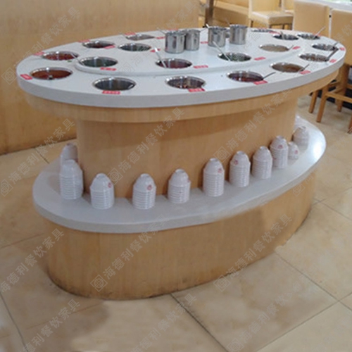 双层大理石酱料台 时尚餐厅酒店椭圆形双层白色大理石酱料台