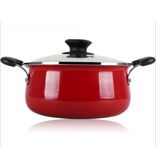 大红色不锈钢汤锅 火锅桌配套汤锅厂家