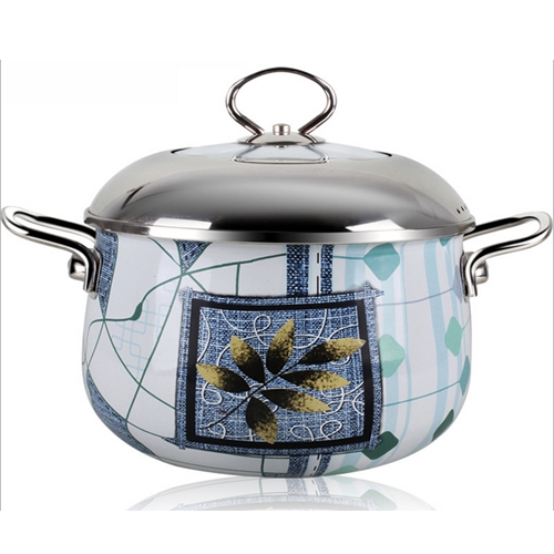 时尚印花不锈钢汤锅 火锅桌配套汤锅直