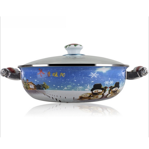 优质印花不锈钢汤锅 火锅桌配套汤锅厂